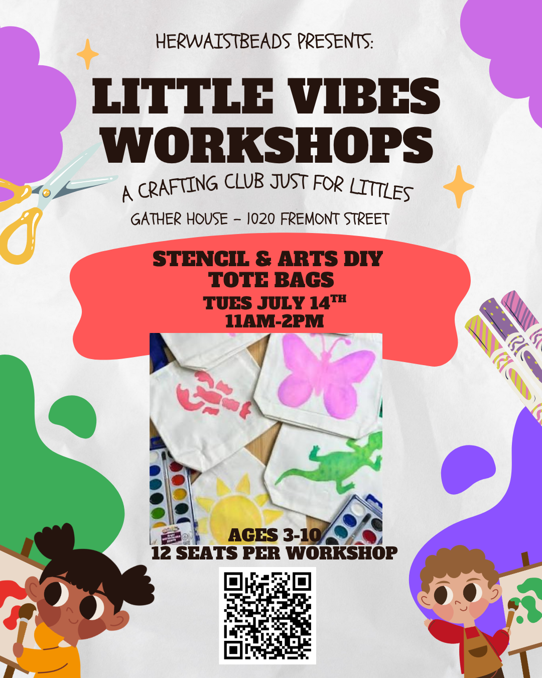 Little Vibes Workshops: Stencil & Art DIY Tote Bags